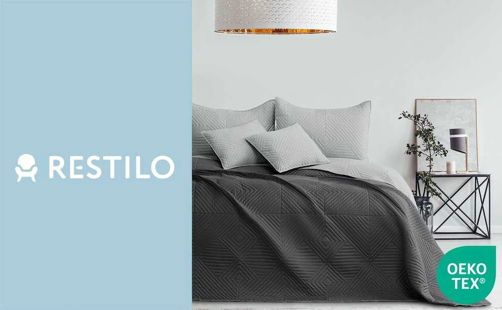 RESTILO SOFTA bedspread, steel pilkas, plain, classic style, microfibre, 200 x 220 cm