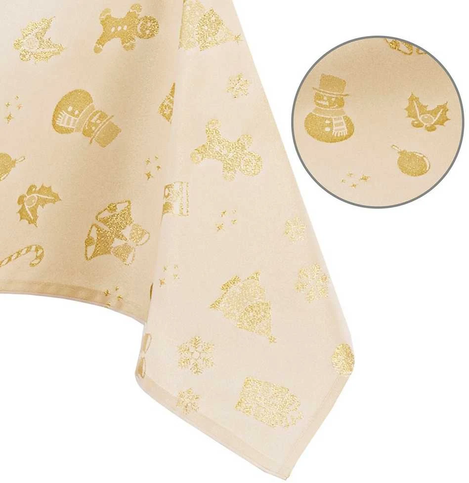 AmeliaHome TCLOTH/AH/CHRISTMASSTORY/HMD/GOLD/80X80