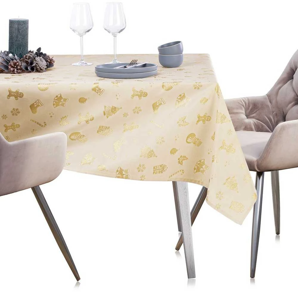 AmeliaHome TCLOTH/AH/CHRISTMASSTORY/HMD/GOLD/30X100