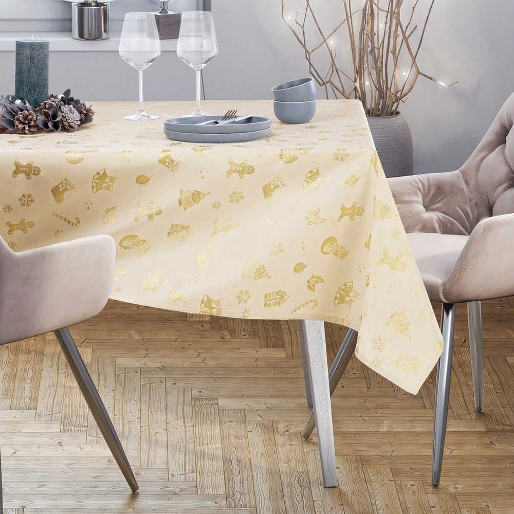 AmeliaHome TCLOTH/AH/CHRISTMASSTORY/HMD/GOLD/80X80