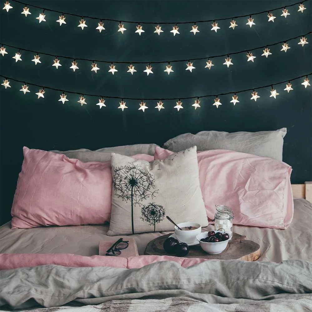 Elektrinė girlianda DecoKing LED Star, balta, 12.5 m