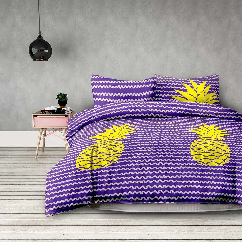 AmeliaHome Patalynės komplektas su ananasų raštu AH BASIC 155x220 cm + 80x80 cm (2+2)