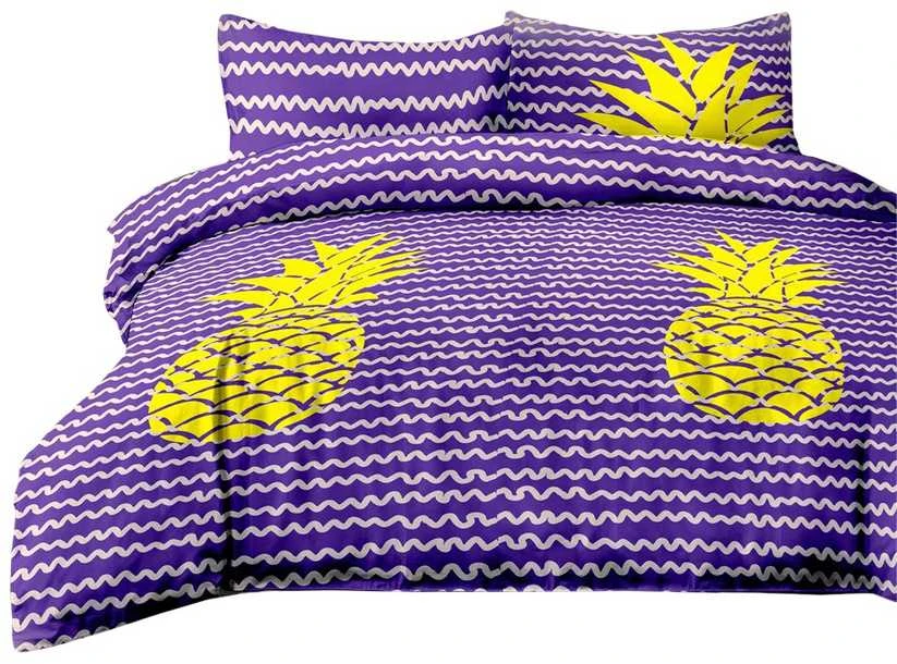 AmeliaHome Patalynės komplektas su ananasų raštu AH BASIC 155x220 cm + 80x80 cm (2+2)
