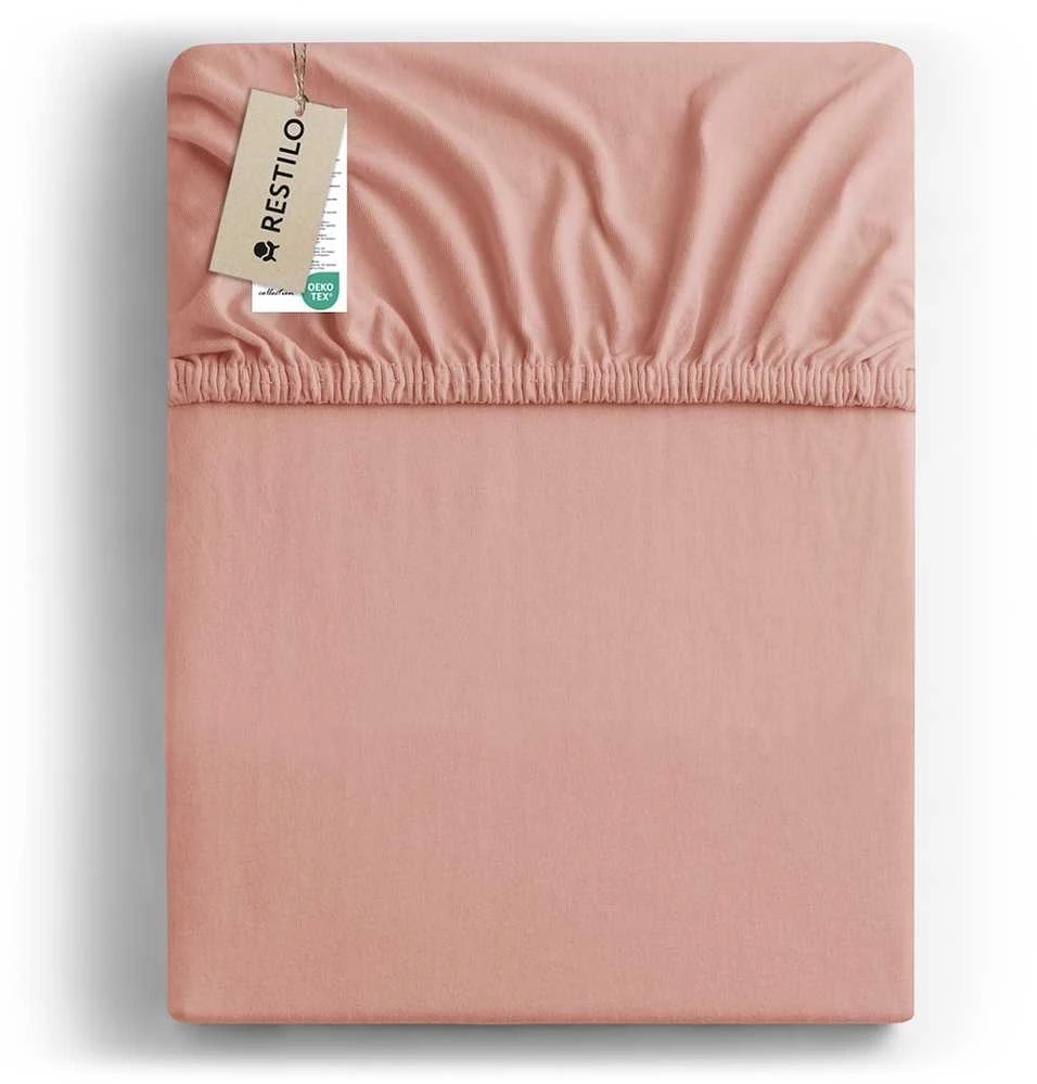 DecoKing Paklodė su guma persiko spalvos 80–90x200+30 cm