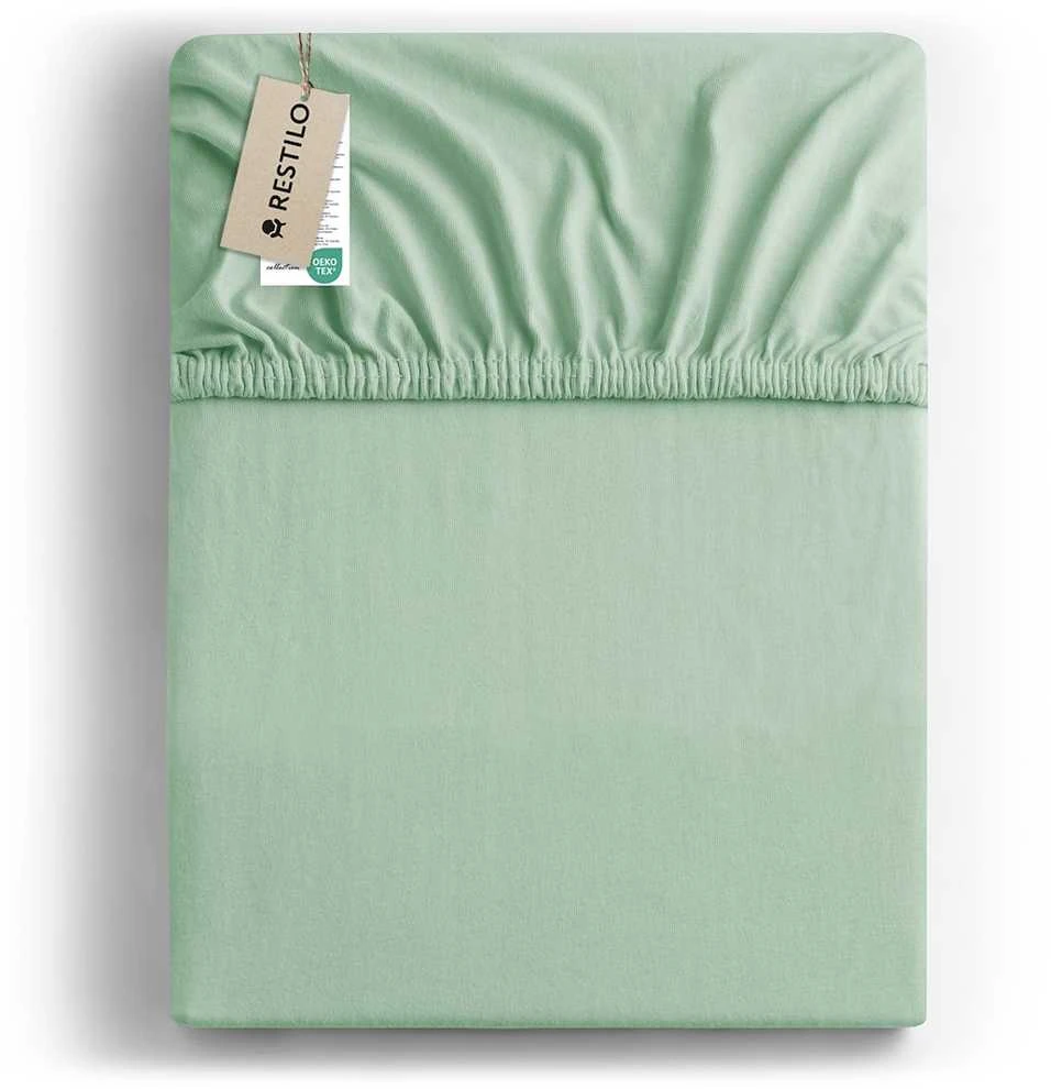 DecoKing Paklodė su guma Amber AmeliaHome 80–90 × 200 + 30 cm, mėtų spalvos