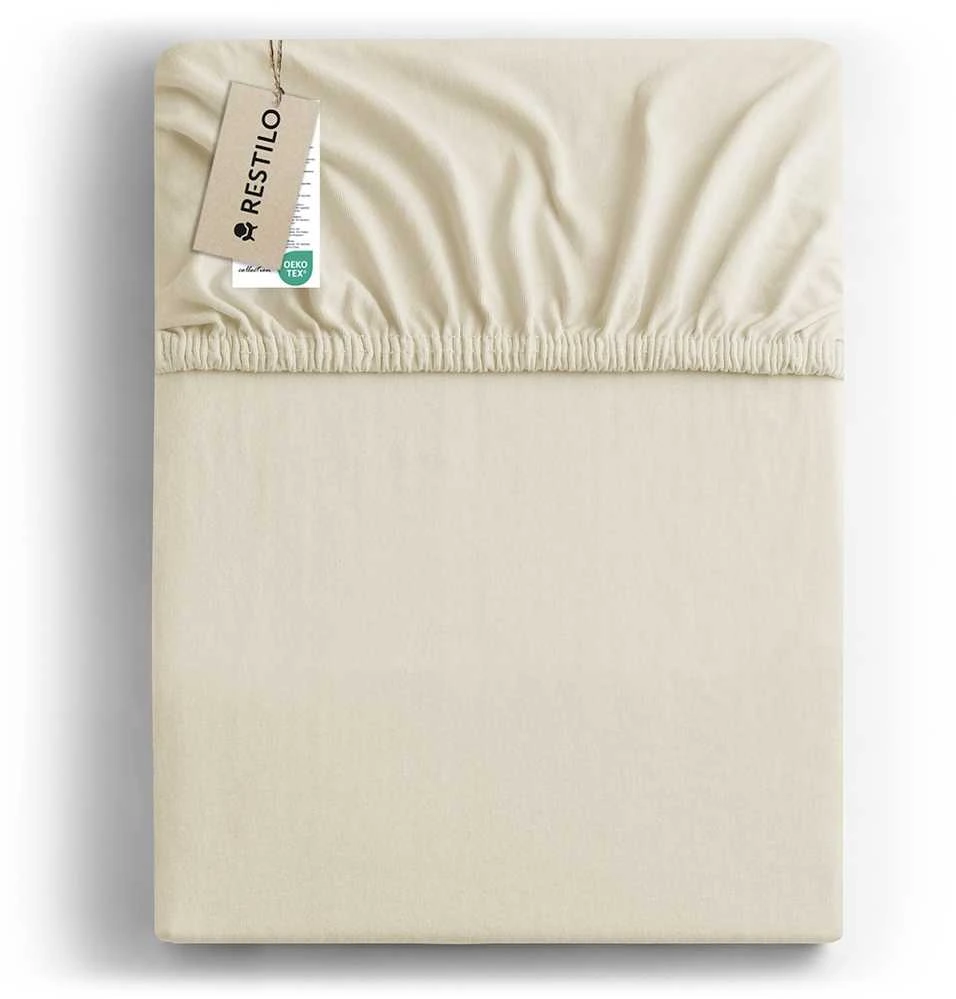 Prześcieradło AMBER spalva smėlio spalva styl klasyczny materiał jersey 80-90x200 DecoKing