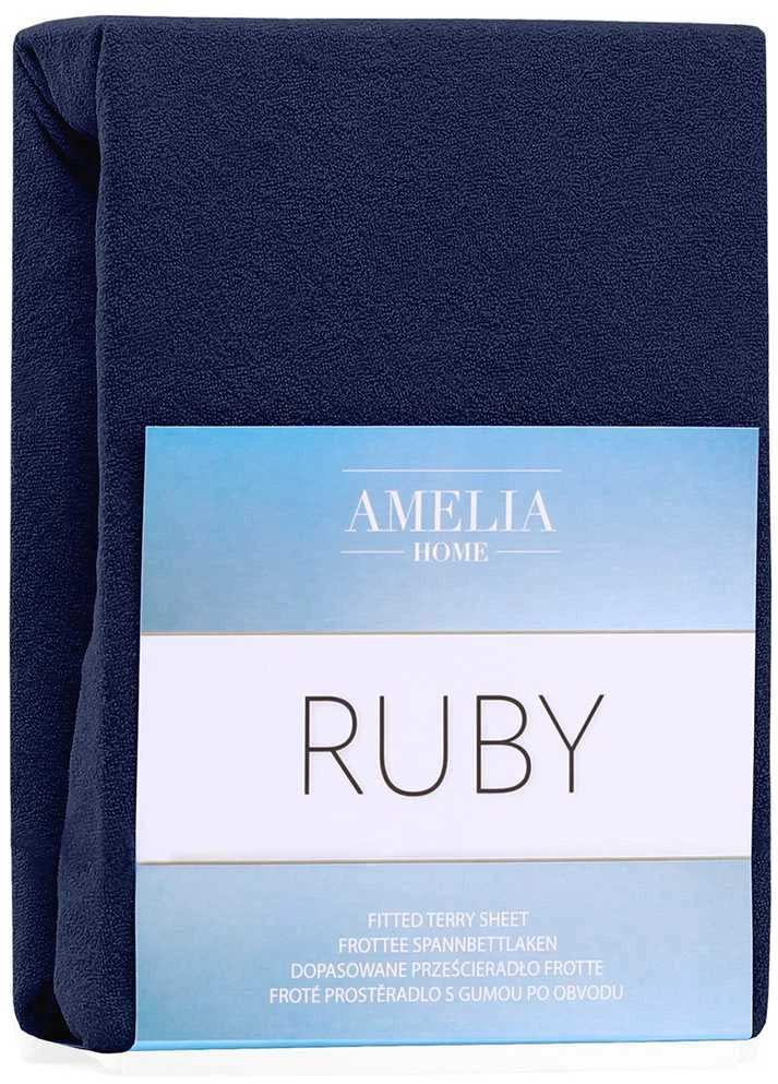 Paklodė su guma frotinė tamsiai mėlyna Ruby