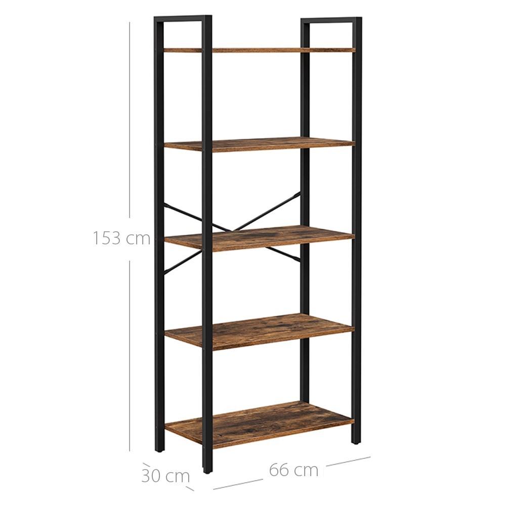 Songmics KNYGŲ LENTYNA/RUSTICBROWN+Juodas/66X30X153
