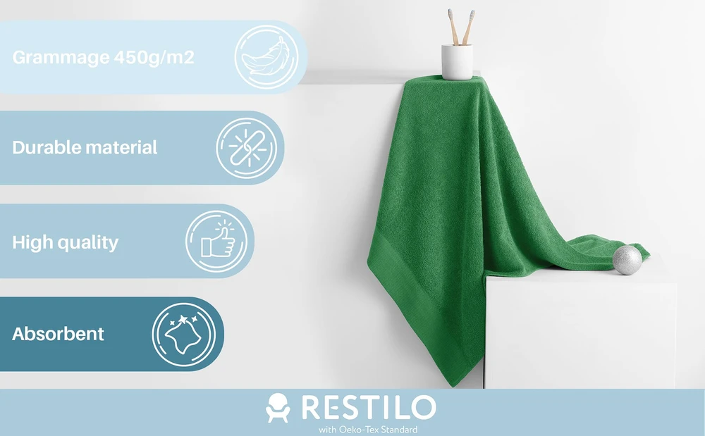 AmeliaHome Rankšluostis 70 × 140 cm, žalios spalvos AH AMARI