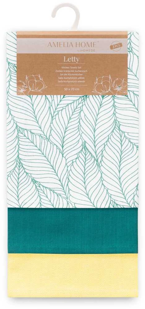 AmeliaHome RINKINYS/AH/LETTY/MIX/GRAIN/TURQS&Geltonas/3PACK/50X70