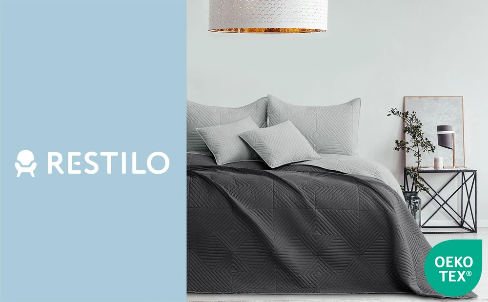 RESTILO SOFTA bedspread, steel pilkas, plain, classic style, microfiber, 170 x 210 cm