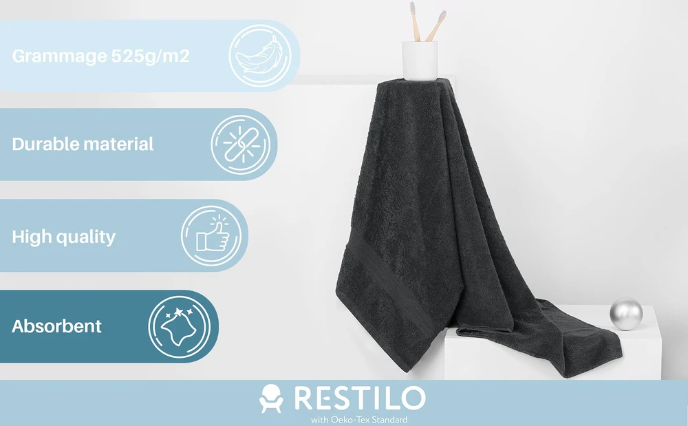 Rankšluostis DecoKing Marina 50x100 cm, spalva: pilka