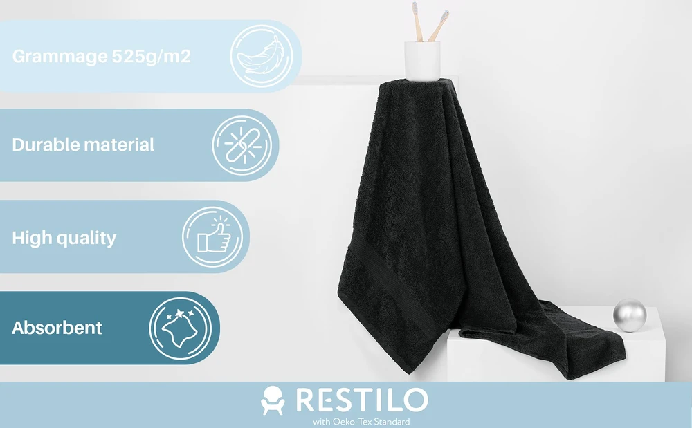 Rankšluostis Rankšluosčių rinkinys 2 vnt. 70x140 ir 4 vnt. 50x100 juodi