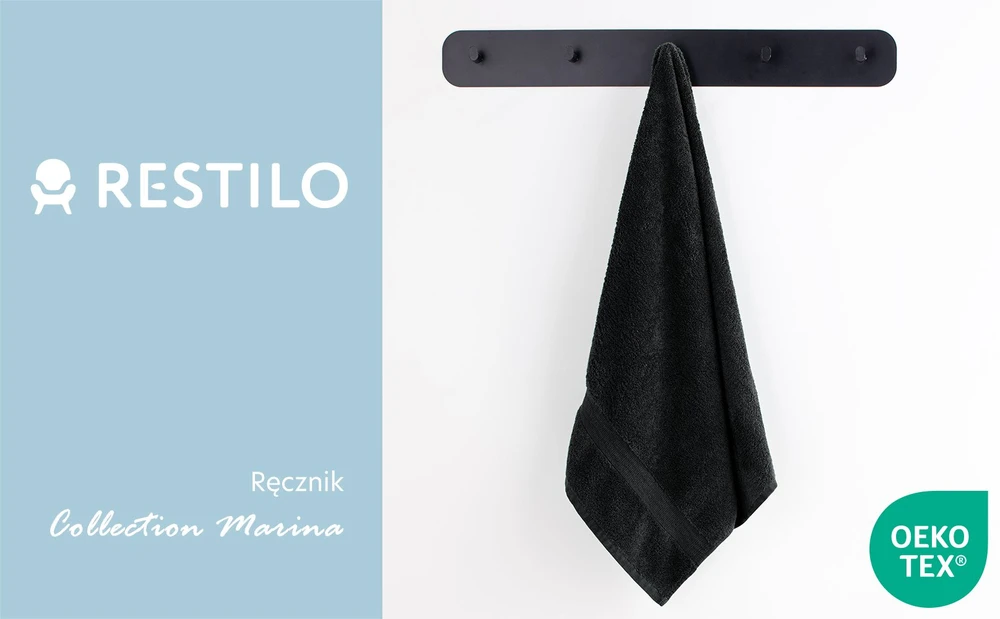 Rankšluostis DecoKing Marina 50x100 cm, spalva: juoda