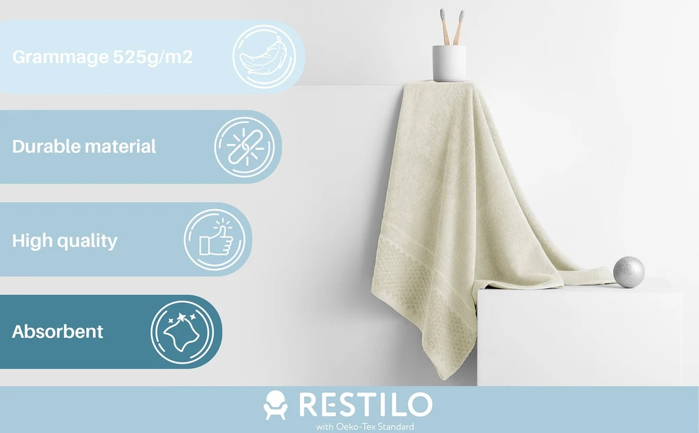 AmeliaHome Rankšluostis 70 × 130 cm, kreminės spalvos AH RUBRUM