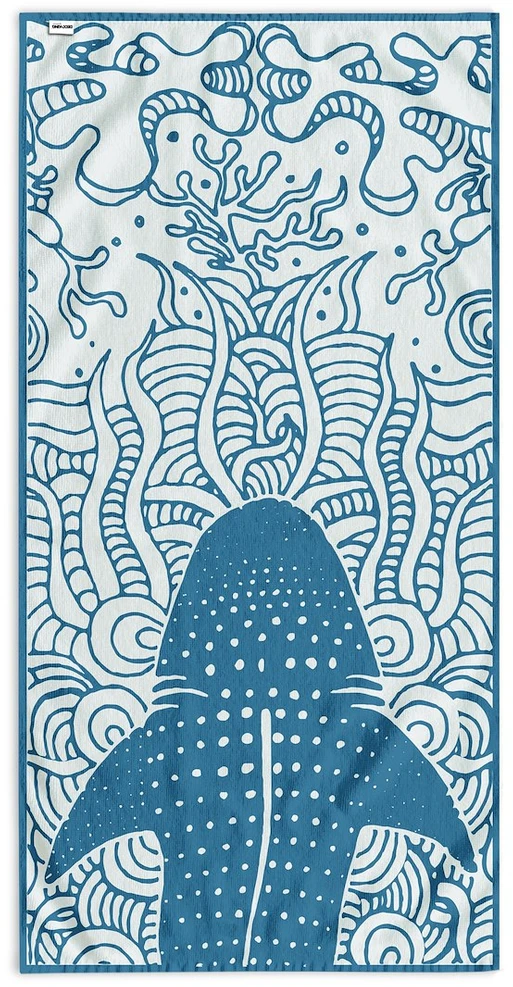 Paplūdimio rankšluostis 90 × 180 cm, mėlynos spalvos SHARK