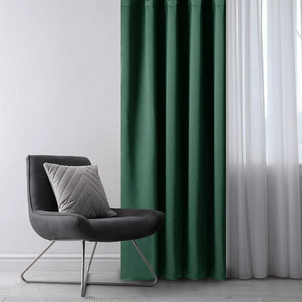 Naktinė užuolaida su žiedais AmeliaHome BLACKOUT 140X270 cm, 1 vnt., spalva: tamsiai žalia