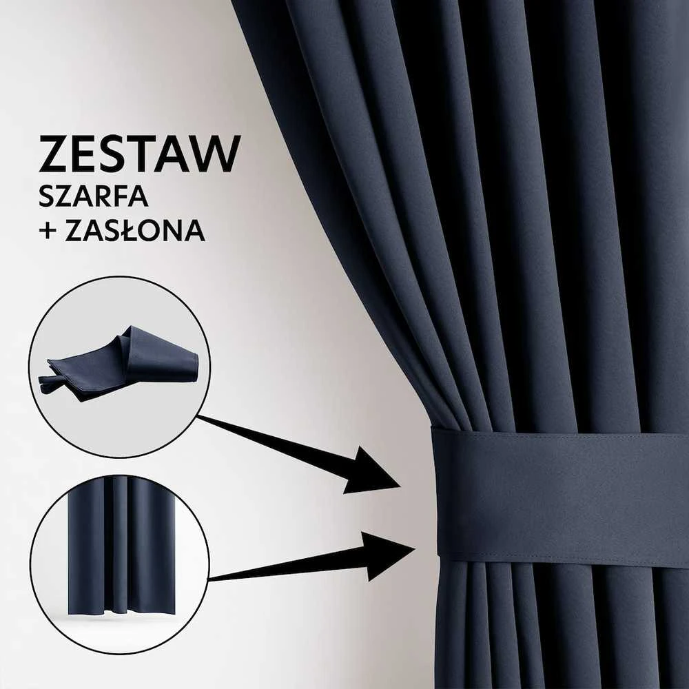 Curtain BLACKOUT color indigo style classic tape blackout 140x270 AmeliaHome