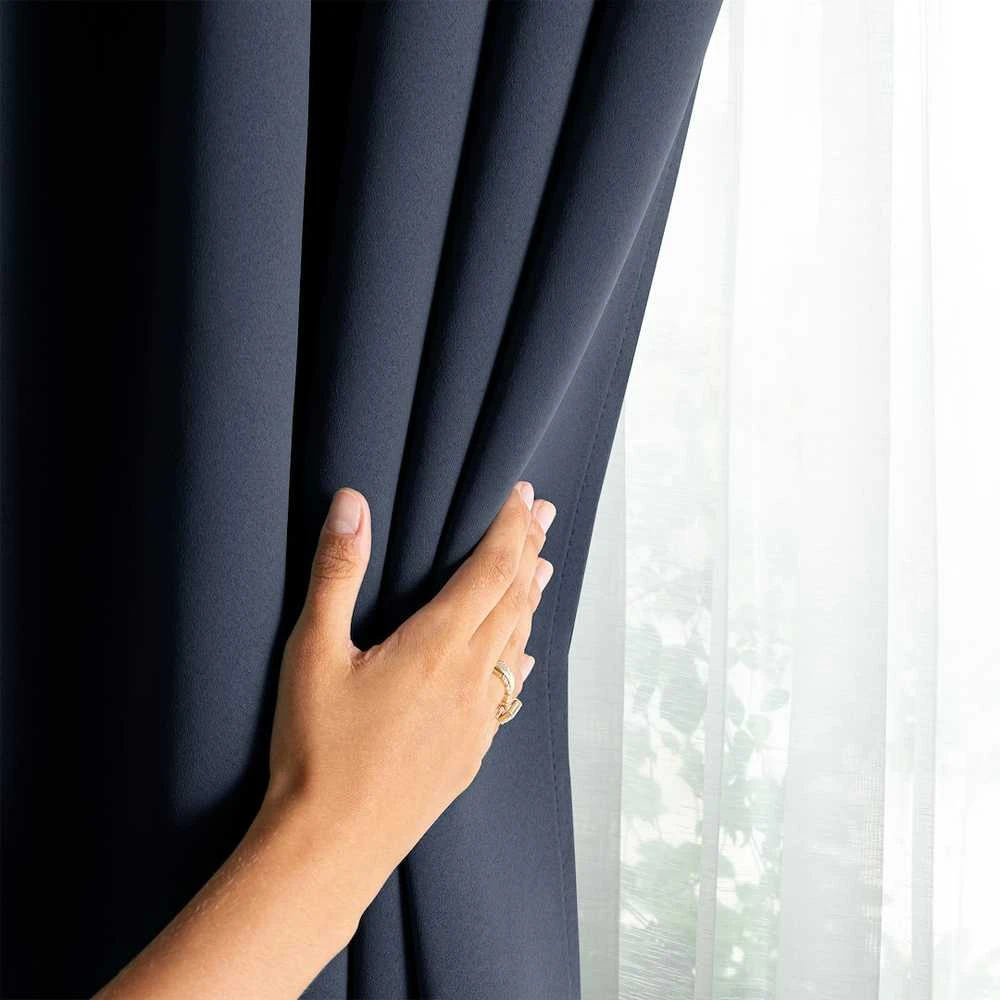 RESTILO zasłona BLACKOUT spalva indygo szarfa upinająca styl klasyczny przelotki Sidabrinė materiał blackout 140x175