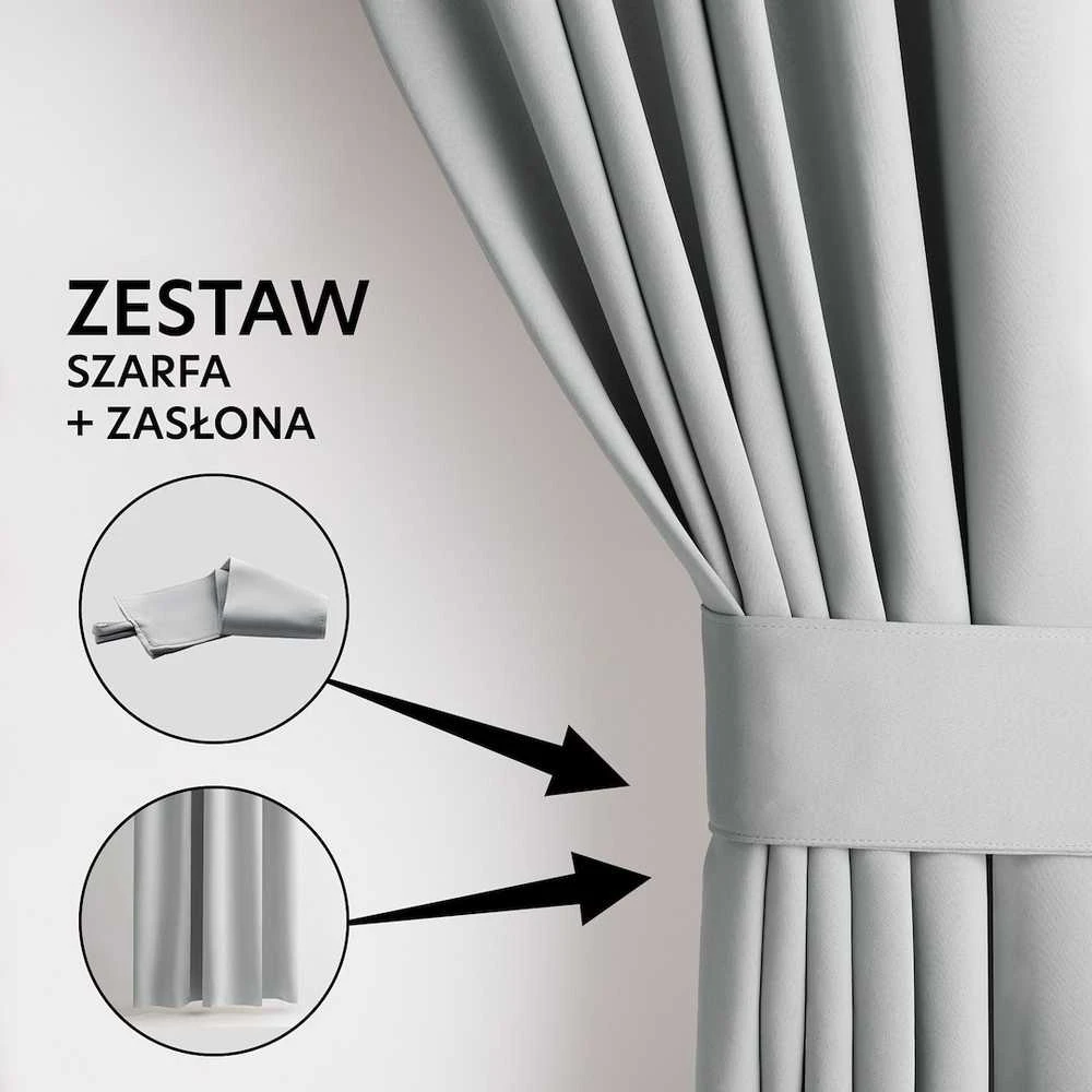 Užuolaida su žiedais šviesiai pilkos spalvos blackout tipo