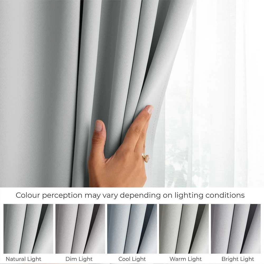 RESTILO zasłona BLACKOUT spalva jasny pilka gładki szarfa upinająca styl klasyczny przelotki Sidabrinė materiał blackout 140x245