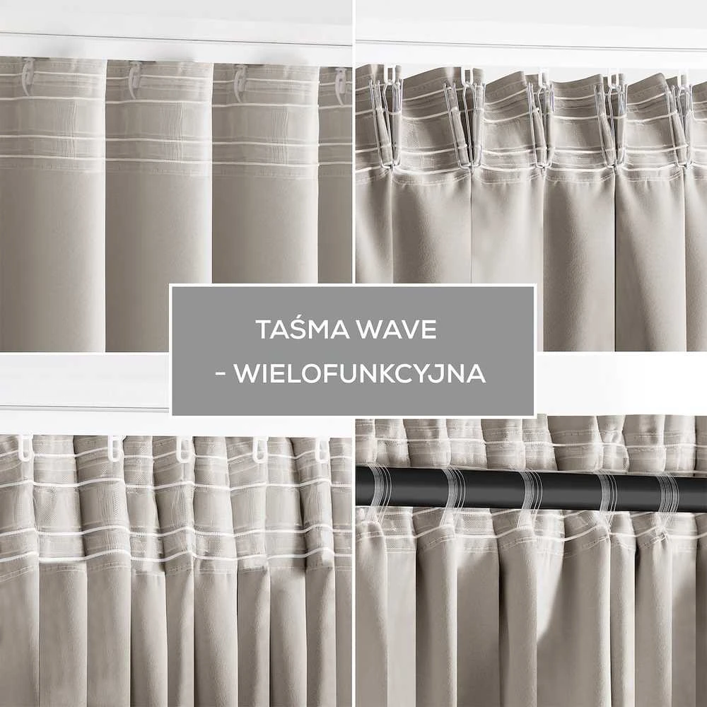 RESTILO zasłona BLACKOUT spalva jasny smėlio spalva szarfa upinająca styl klasyczny taśma materiał blackout 285x250