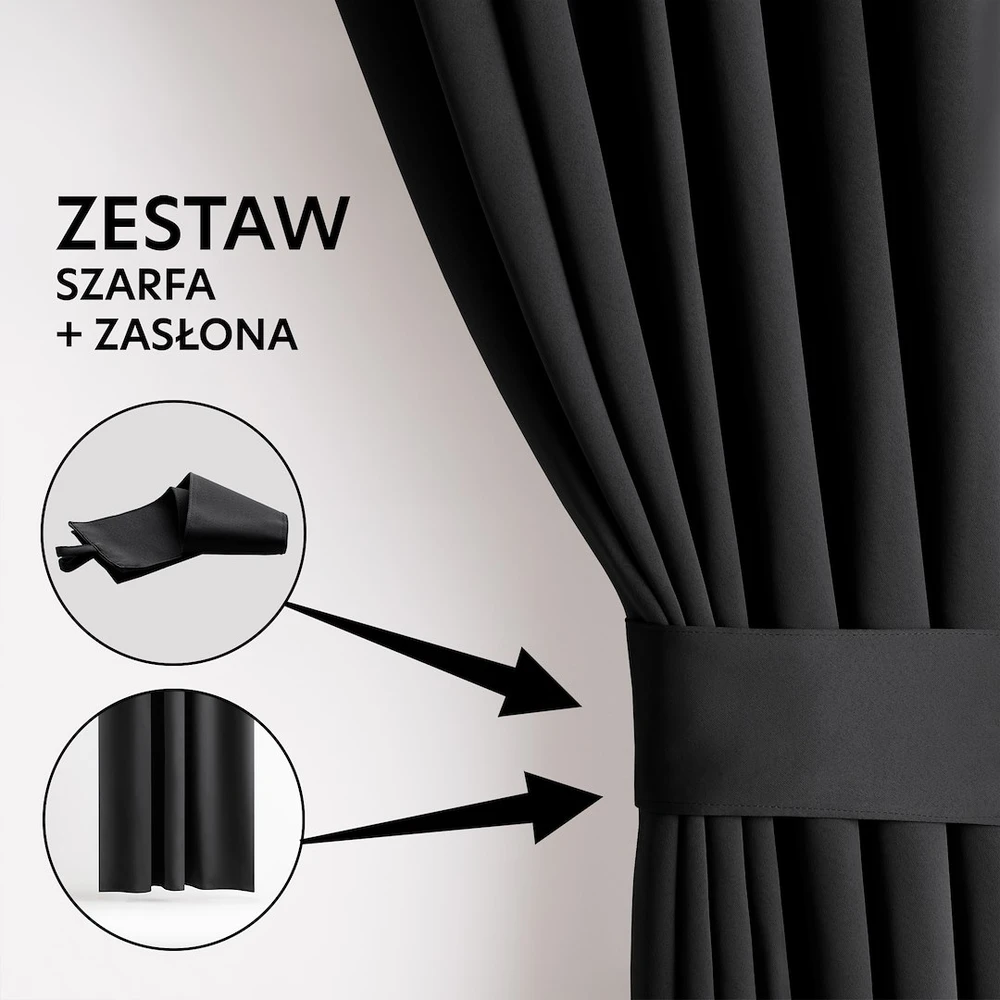 RESTILO užuolaida BLACKOUT juoda lygi klasikinė su juostele klasikinio stiliaus daugiafunkcinė juosta medžiagos tipas blackout mėsingas 285x260