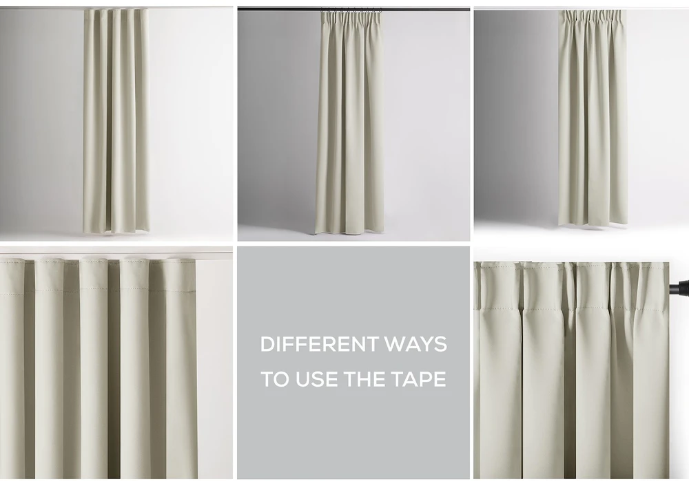RESTILO BLACKOUT curtain, cream-coloured, plain, classic, tieback, classic style, multifunctional heading tape, heavyweight blackout fabric, 200 × 260 cm