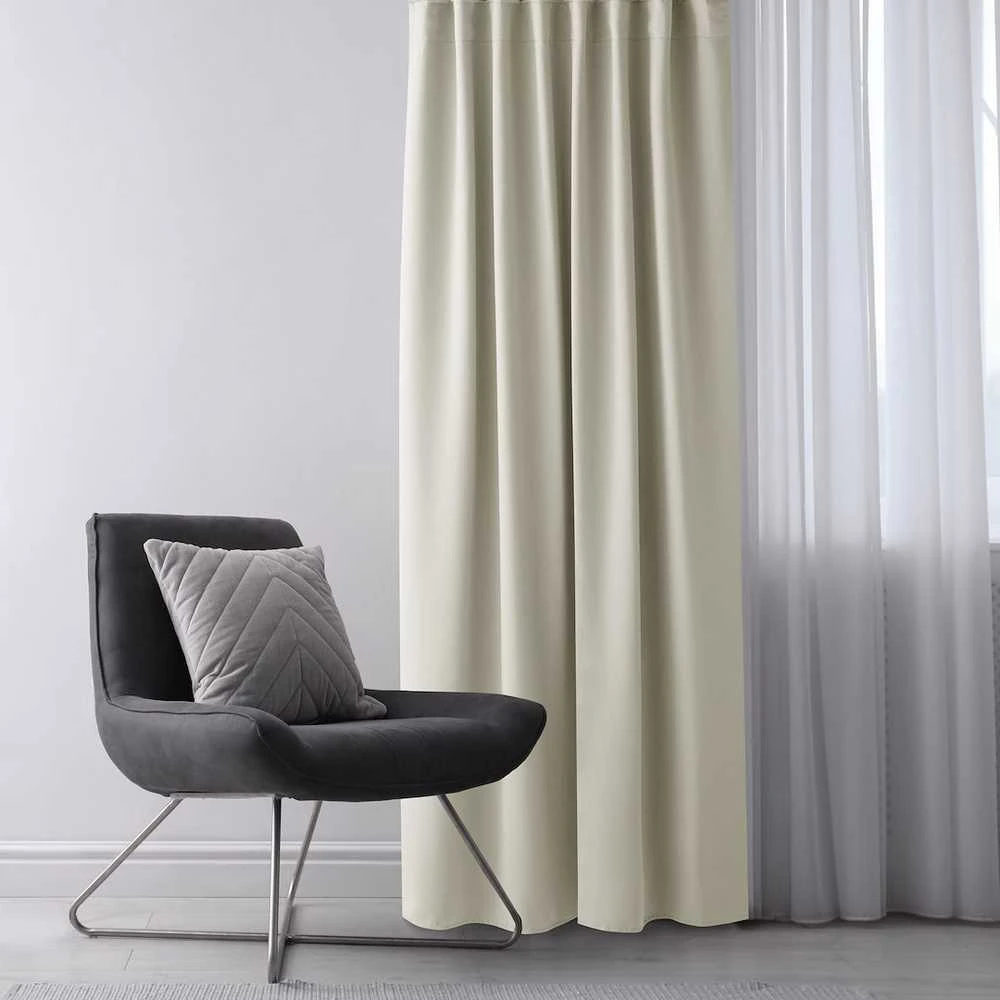 RESTILO zasłona BLACKOUT spalva kreminė szarfa upinająca styl klasyczny taśma materiał blackout 140x300