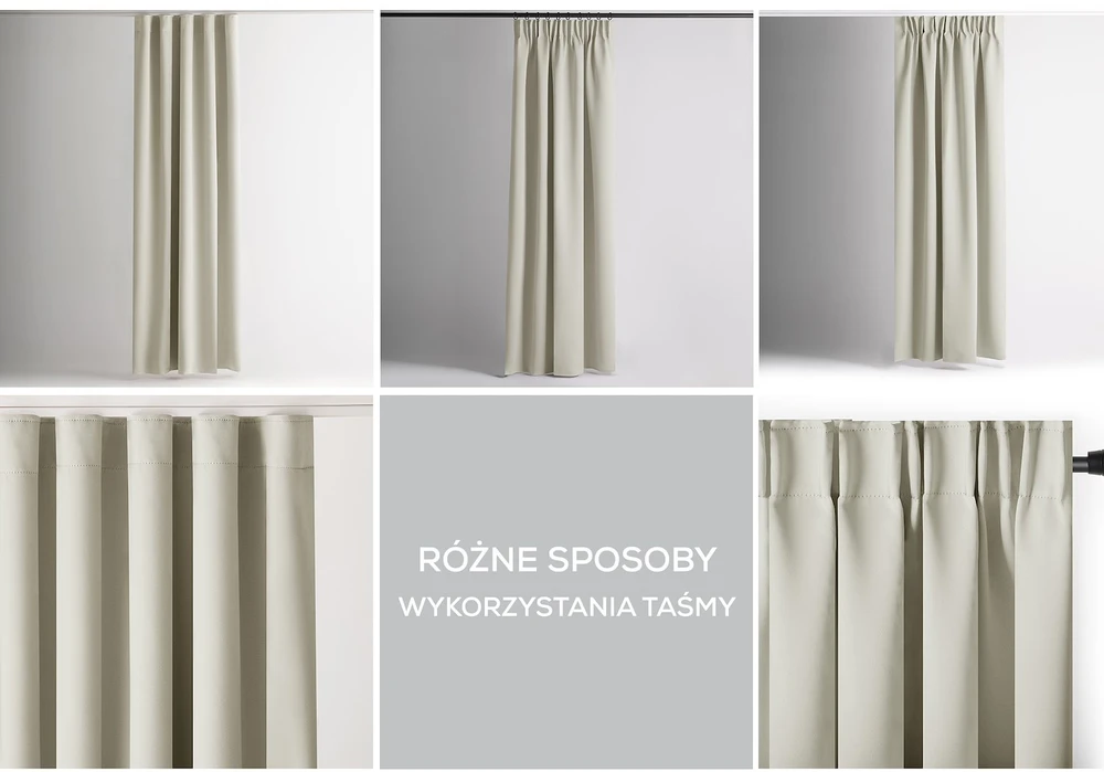 RESTILO BLACKOUT curtain, cream-coloured, plain, classic, tieback, classic style, multifunctional heading tape, heavyweight blackout fabric, 200 × 260 cm
