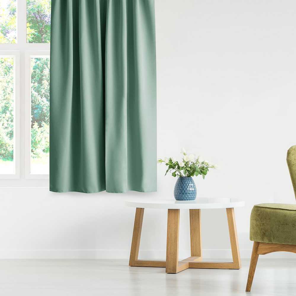 RESTILO zasłona BLACKOUT spalva miętowy szarfa upinająca styl klasyczny taśma materiał blackout 140x245