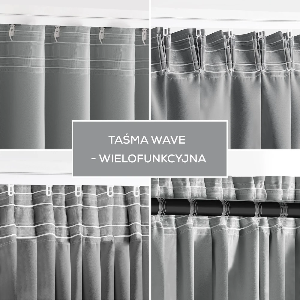 RESTILO BLACKOUT curtain, pilkas, plain, classic style, with tie-back, multifunctional heading tape, blackout heavyweight fabric, 140 x 260 cm