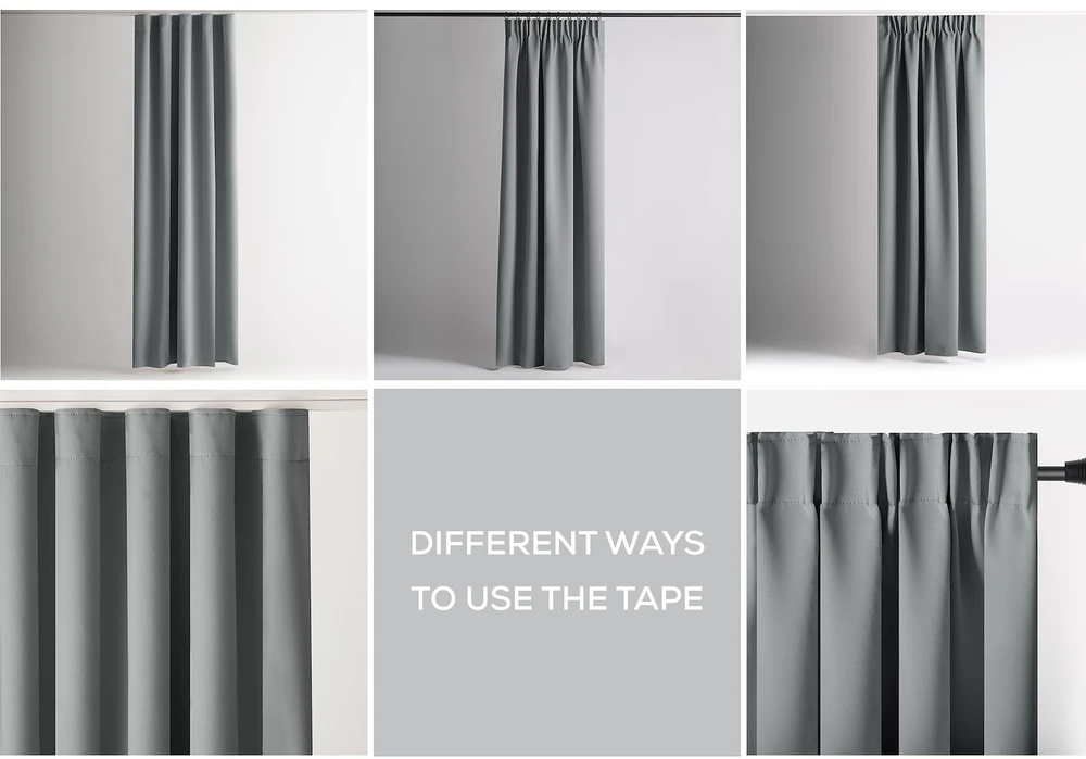 RESTILO BLACKOUT curtain, pilkas, plain, classic style, with tie-back, multifunctional heading tape, blackout heavyweight fabric, 140 x 260 cm