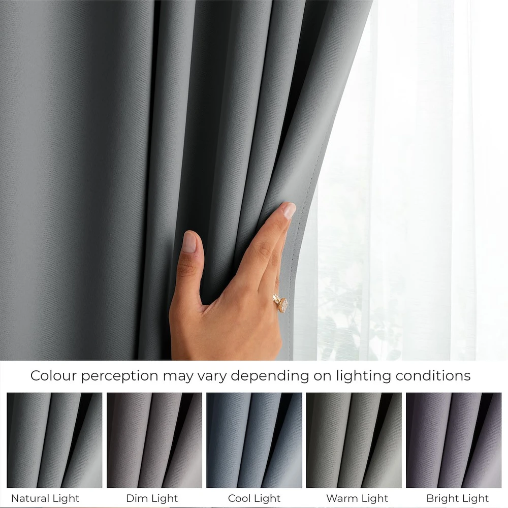 RESTILO BLACKOUT curtain, pilkas, plain, classic style, with tie-back, multifunctional heading tape, blackout heavyweight fabric, 140 x 260 cm