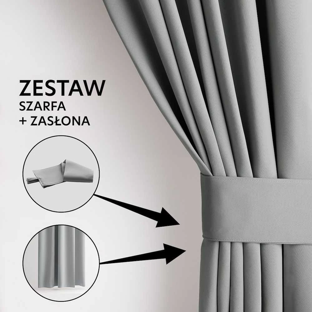 Užuolaida blackout tipo su klostėmis sidabro spalvos
