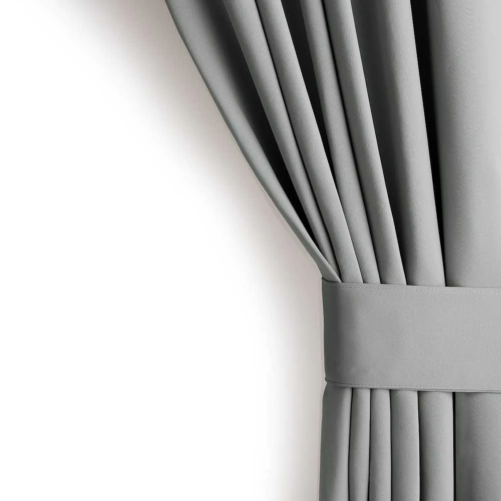 RESTILO blackout curtain, plain classic pilkas, classic style, fabric tieback, sidabrinis eyelets, heavyweight blackout fabric, 140 × 245 cm
