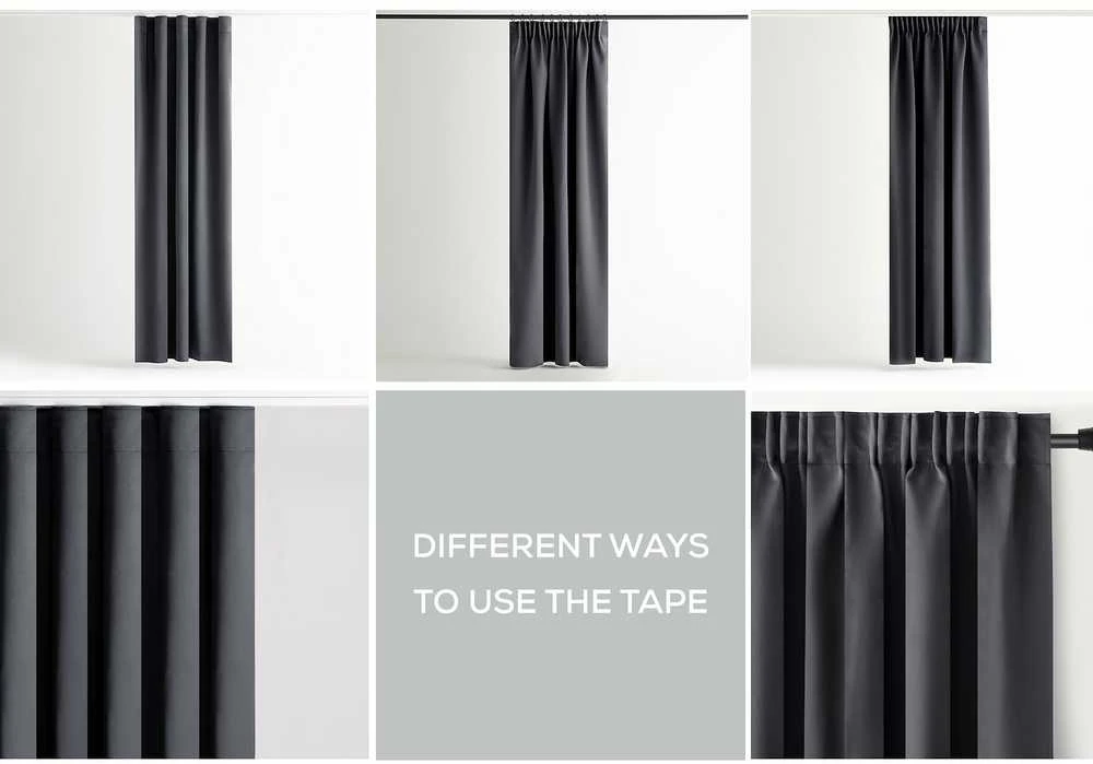 Naktinė užuolaida AmeliaHome BLACKOUT 140X245 cm, 1 vnt., juosta/kabliukai, spalva: grafito