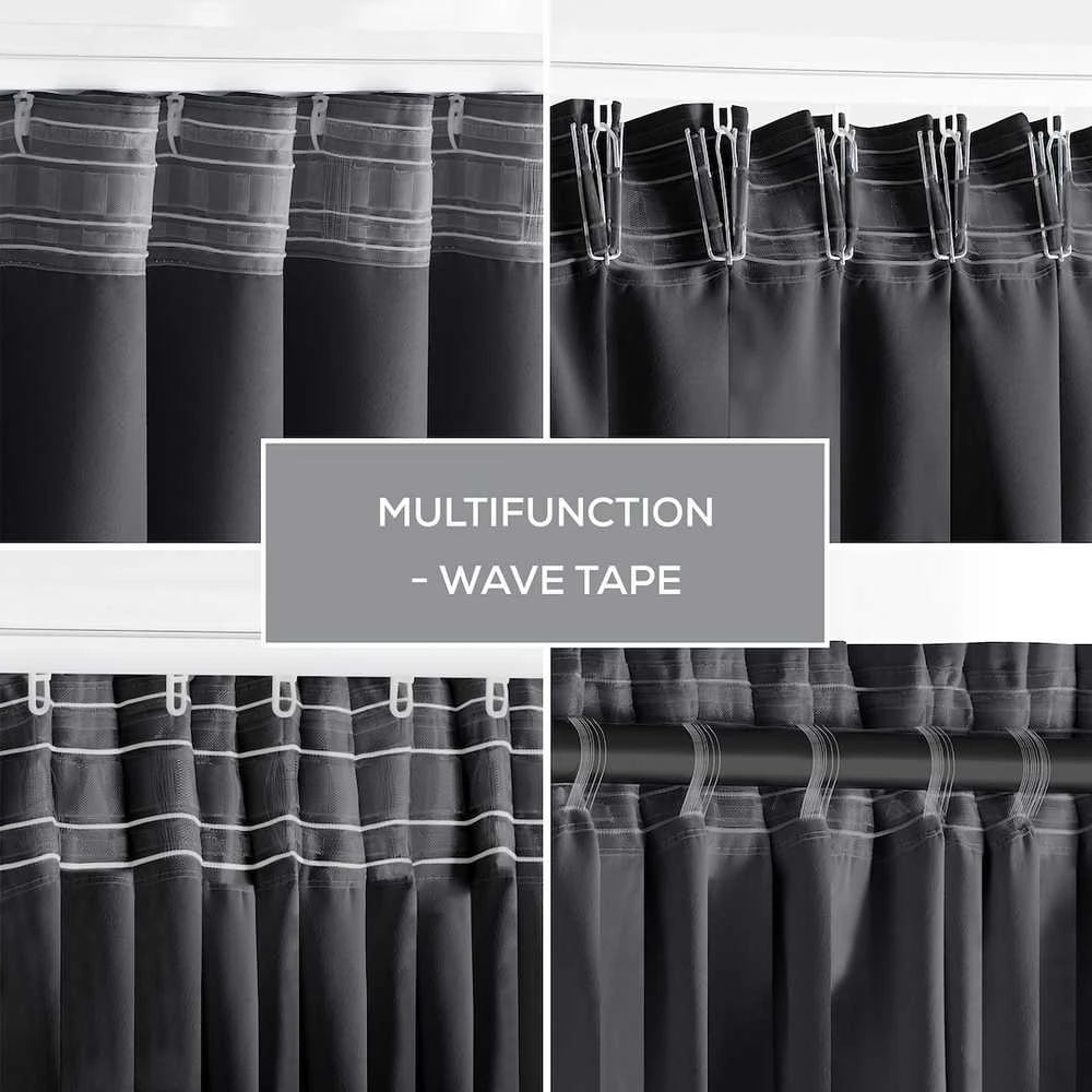 Naktinė užuolaida AmeliaHome BLACKOUT 140X245 cm, 1 vnt., juosta/kabliukai, spalva: grafito