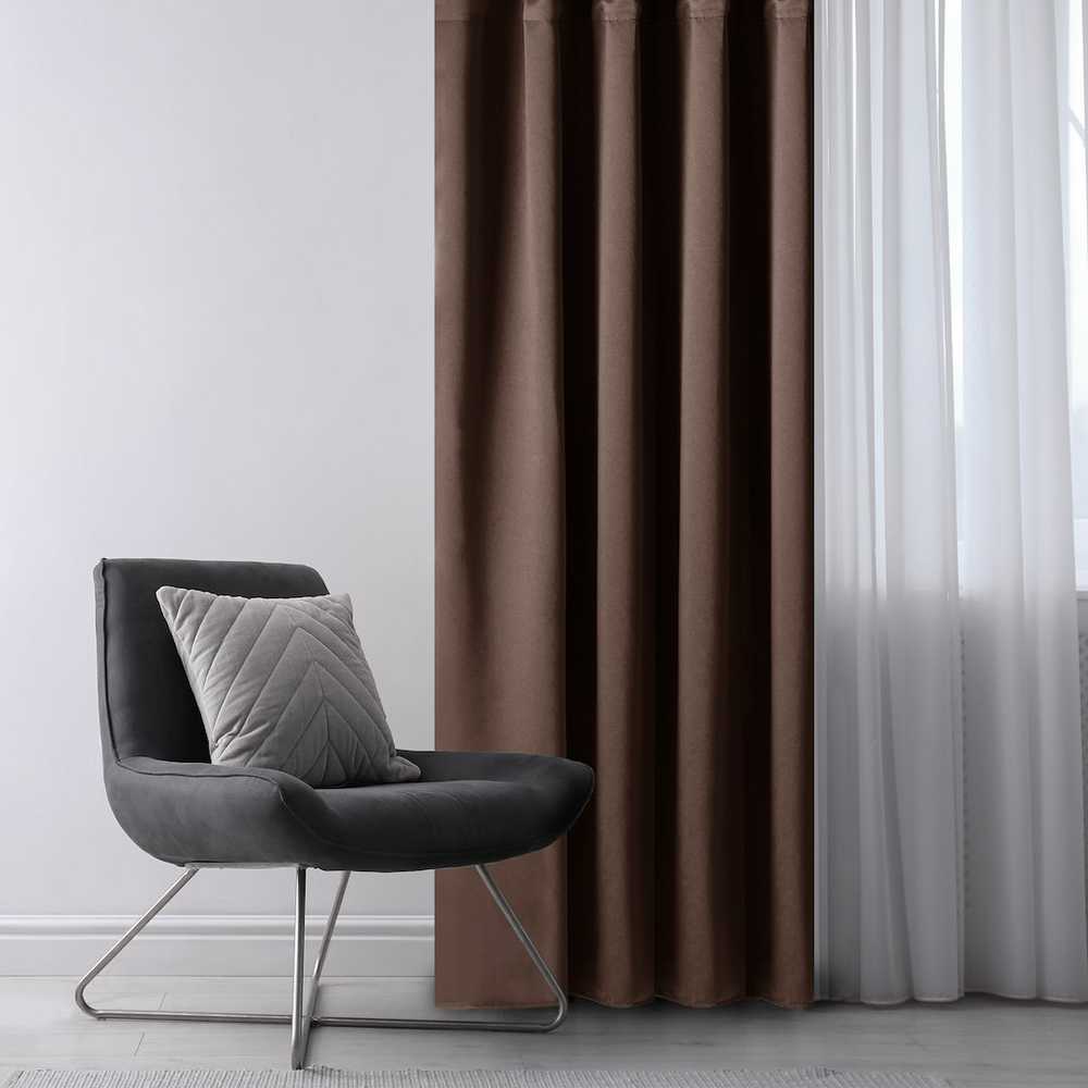 RESTILO zasłona BLACKOUT spalva ruda szarfa upinająca styl klasyczny przelotki Sidabrinė materiał blackout 140x175