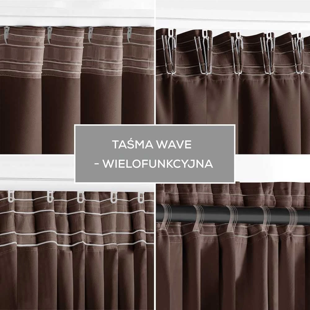RESTILO zasłona BLACKOUT spalva ruda szarfa upinająca styl klasyczny taśma materiał blackout 140x175