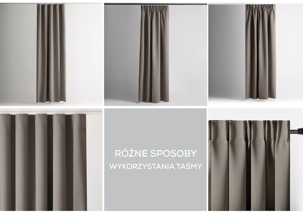 RESTILO BLACKOUT curtain, beige, plain, classic, classic tieback, classic style, multifunctional tape, heavyweight blackout fabric, 285 x 260 cm.
