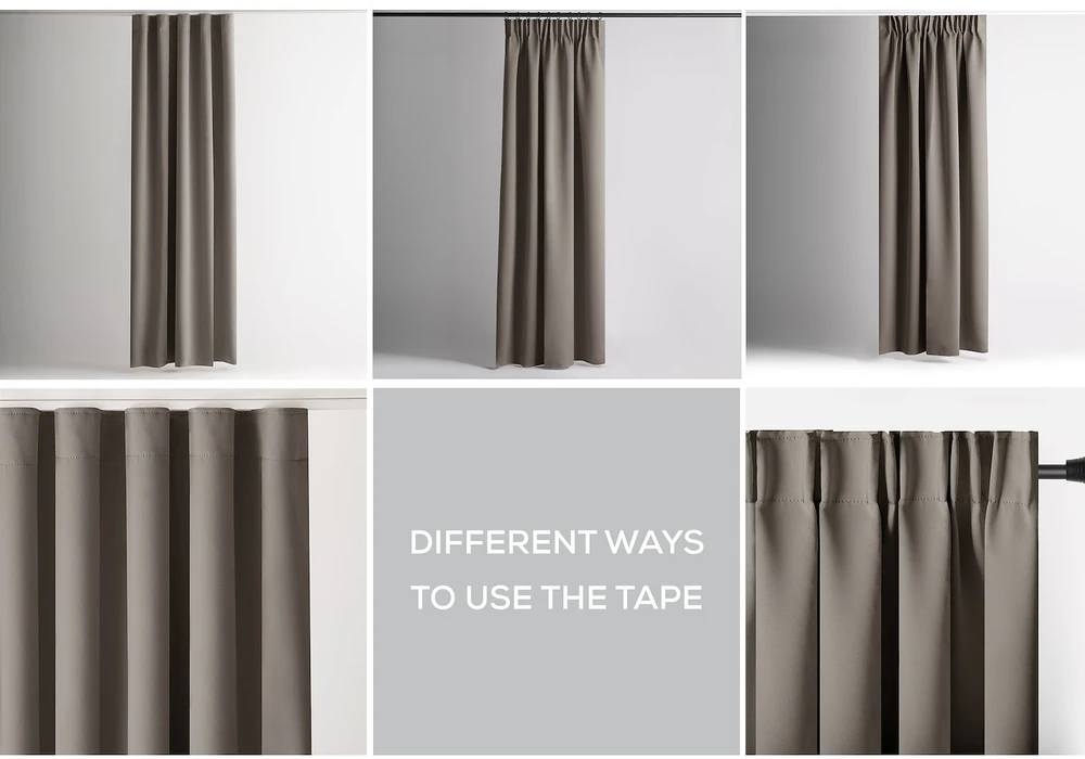 RESTILO BLACKOUT curtain — beige, plain, classic, includes tieback. Classic style. Multifunctional tape. Heavy blackout fabric. 285 × 240 cm.