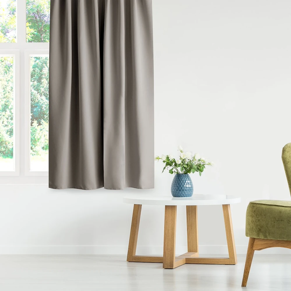 RESTILO BLACKOUT curtain, beige, plain, classic, classic tieback, classic style, multifunctional tape, heavyweight blackout fabric, 285 x 260 cm.