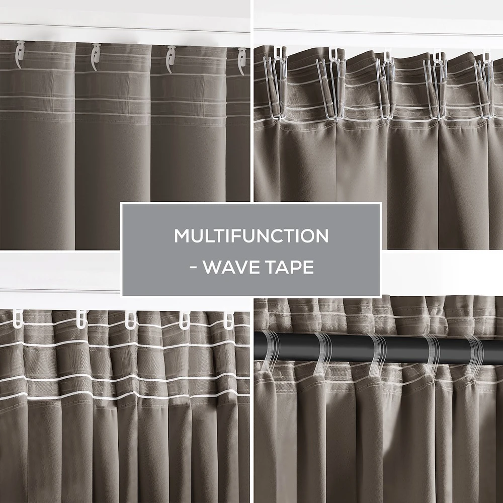 RESTILO BLACKOUT curtain — beige, plain, classic, includes tieback. Classic style. Multifunctional tape. Heavy blackout fabric. 285 × 240 cm.