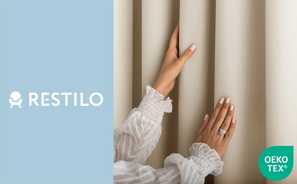 RESTILO zasłona CARLI spalva jasny smėlio spalva gładki klasyczny styl klasyczny taśma wielofunkcyjna typ materiału oxford 285x240