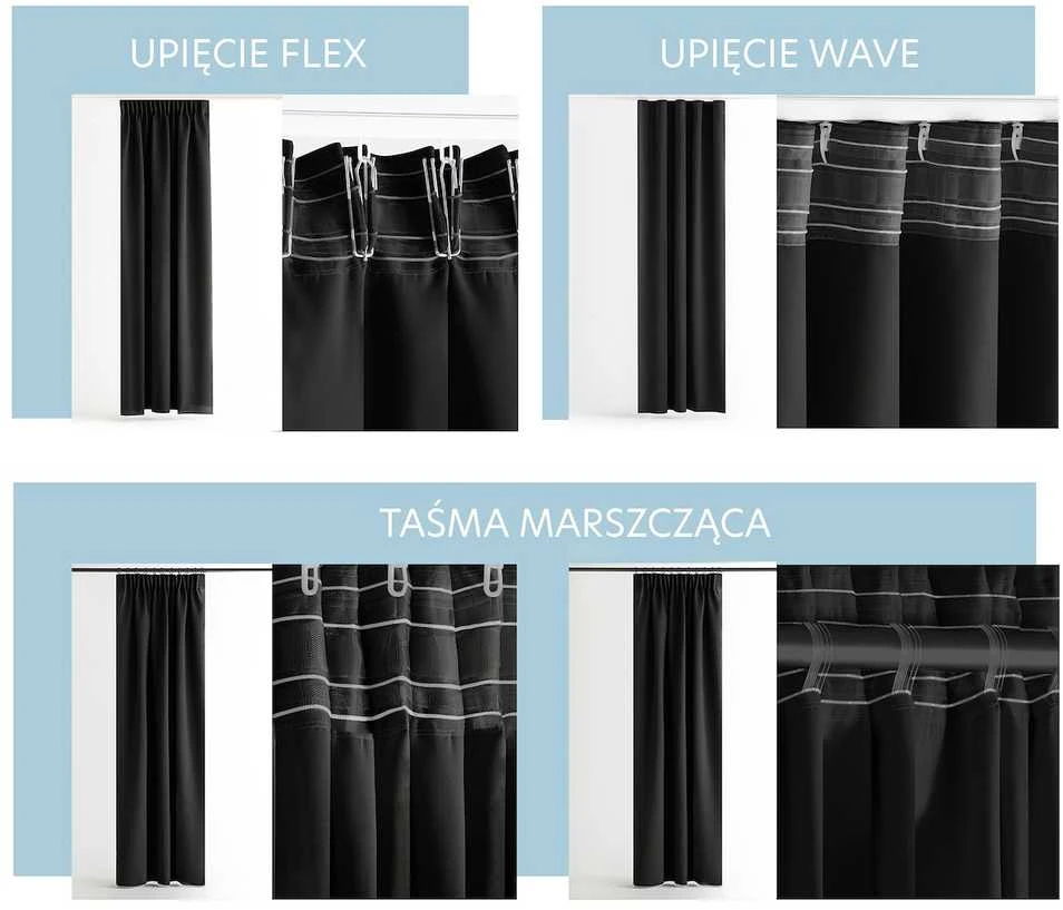 Užuolaida RES OXFORD CARLI PLEAT Juodas 140X270 1PC