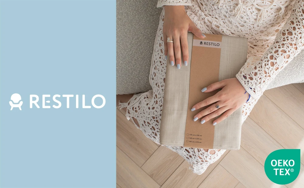 RESTILO VALETA curtain, cappuccino colour, plain, modern boho style, multipurpose tape, linen-effect fabric, 140 x 245 cm