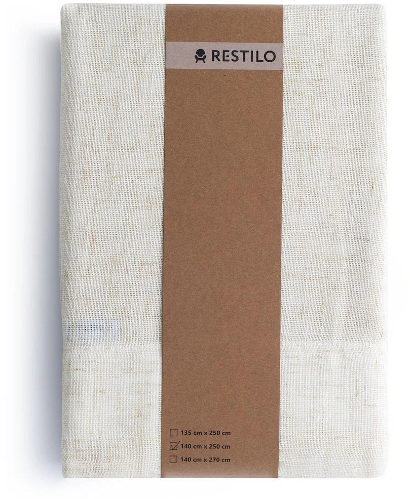 RESTILO VELARI curtain, light beige, plain, modern boho style, multifunctional tape, linen-effect fabric, 140 x 175 cm