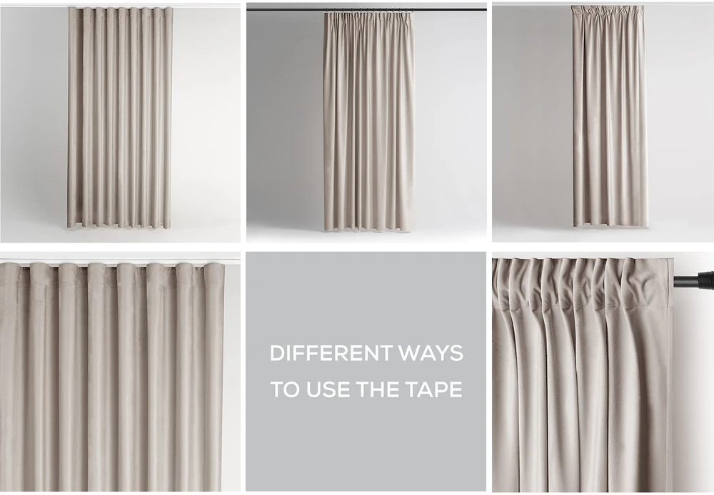 RESTILO VELVET curtain — warm beige, plain and glamorous, tie-back sash, glamour style, multifunctional tape, material: velvet, 140 x 230 cm