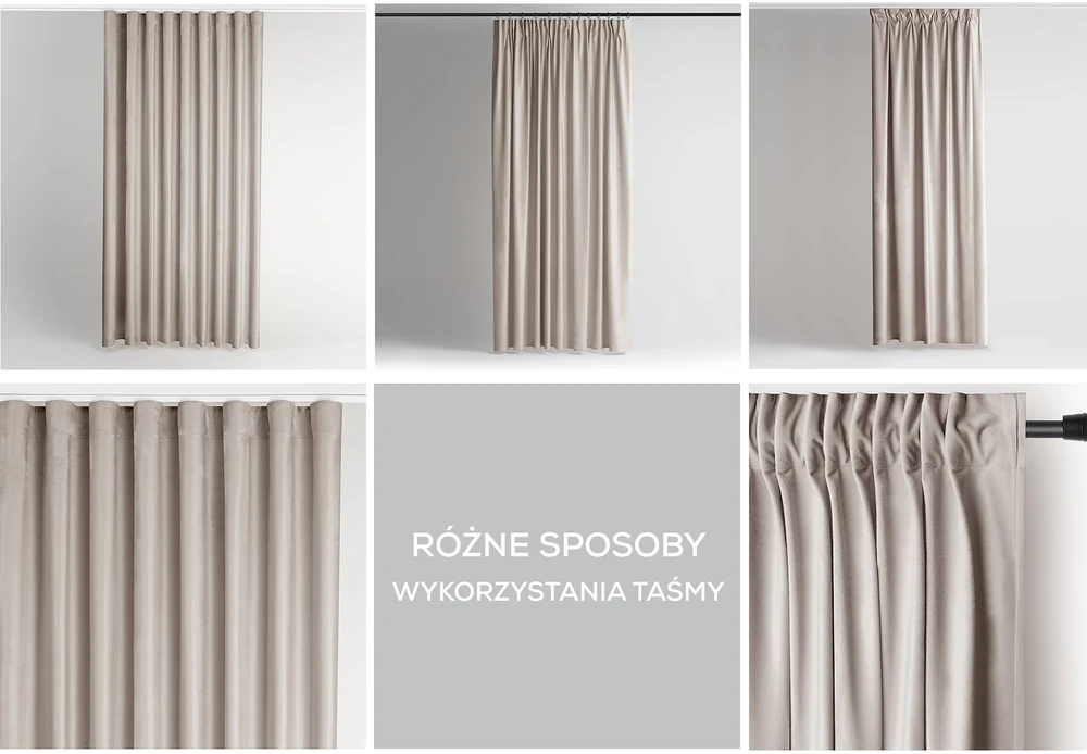 Užuolaida su klostėmis smėlio spalvos velvetas